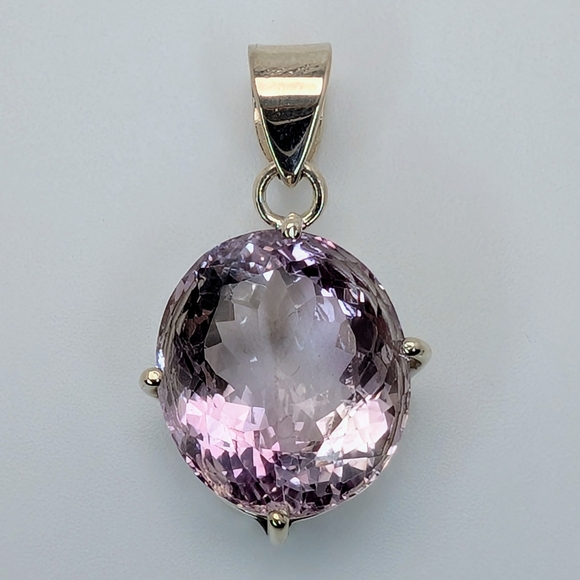 Natural Pink Amethyst Pendant S925 Sterling Silver Pendant - Picture 4 of 11